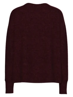PCMALOU LS O-NECK CUTLINE KNIT NOOS BC tawny port