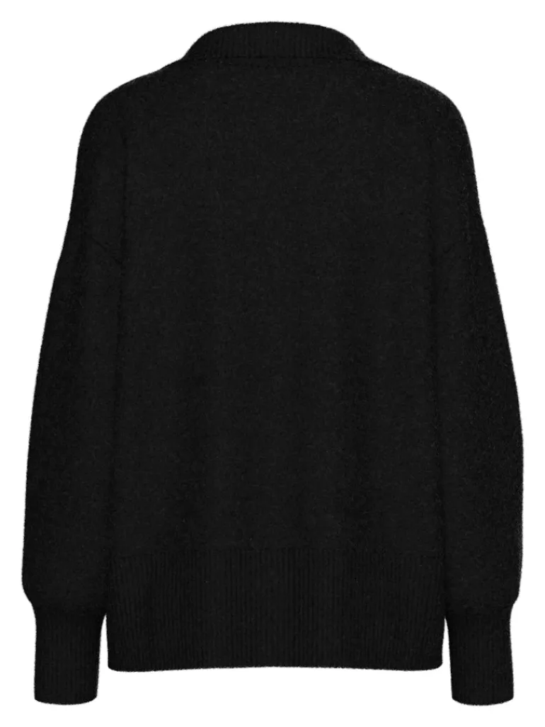 PCMALOU LS POLO KNIT NOOS BC black