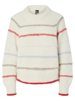 PCNELIA LS O-NECK KNIT NOOS BC birch