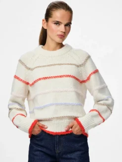 PCNELIA LS O-NECK KNIT NOOS BC birch