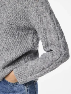 PCNINA LS O-NECK KNIT NOOS BC medium grey melange