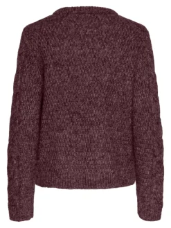 PCNINA LS O-NECK KNIT NOOS BC tawny port