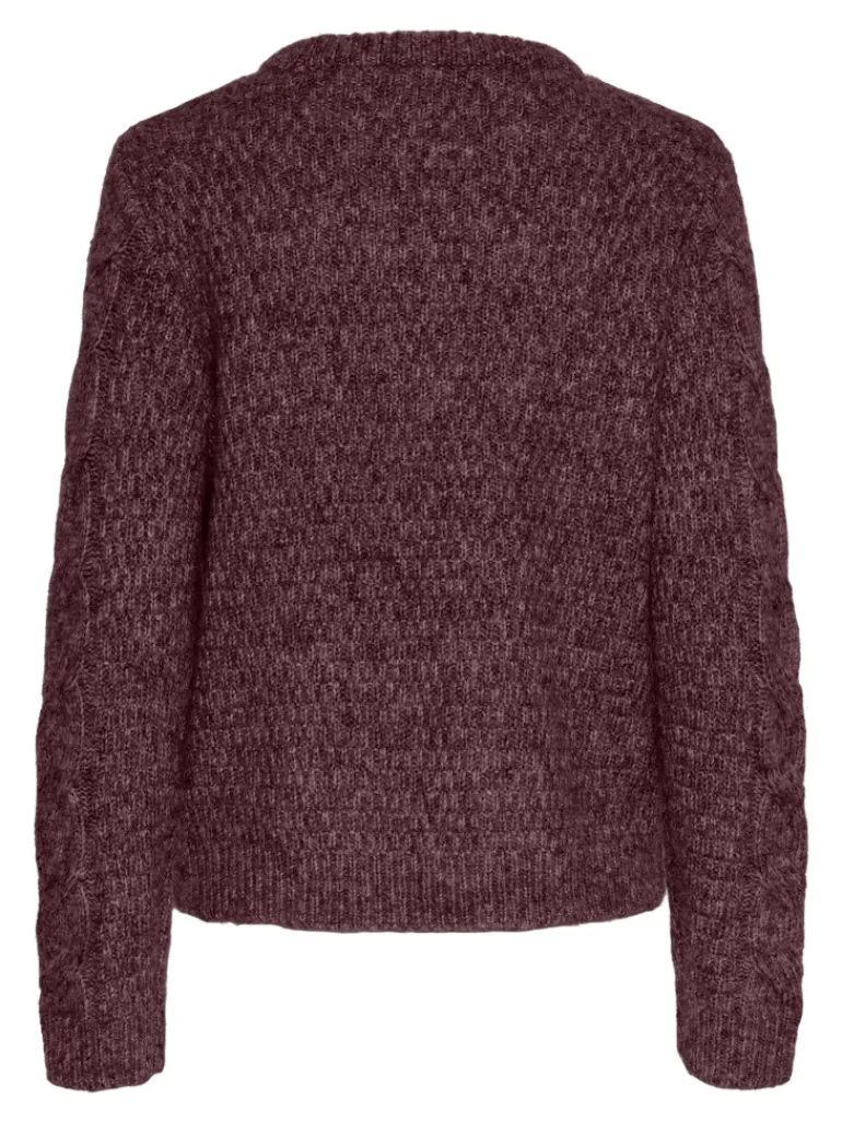 PCNINA LS O-NECK KNIT NOOS BC tawny port