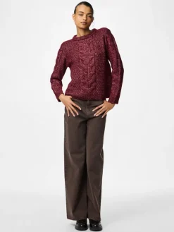PCNINA LS O-NECK KNIT NOOS BC tawny port