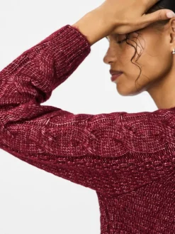 PCNINA LS O-NECK KNIT NOOS BC tawny port