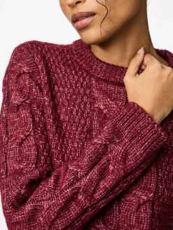 PCNINA LS O-NECK KNIT NOOS BC tawny port