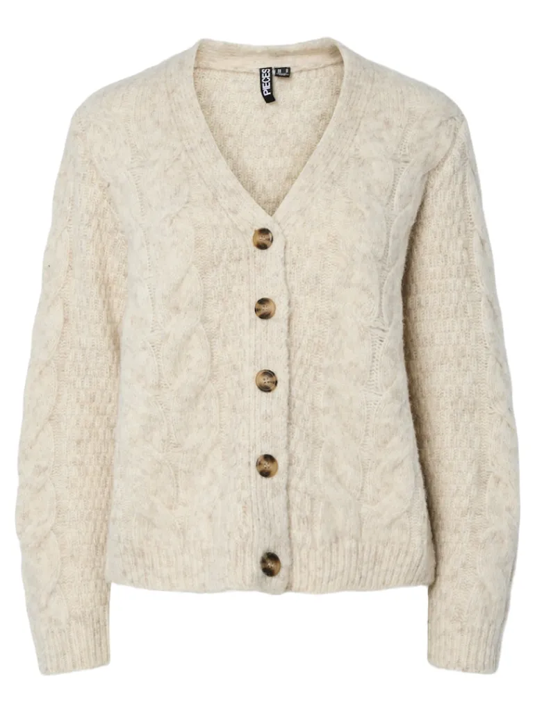 PCNINA LS V-NECK KNIT CARDIGAN NOOS BC birch