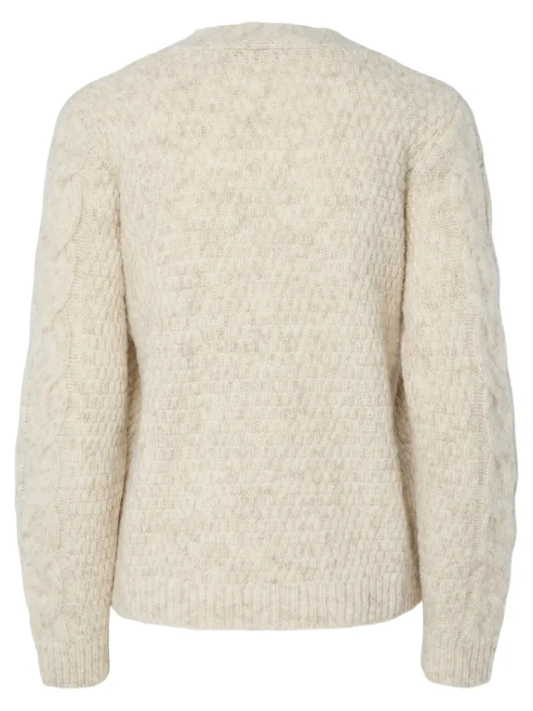 PCNINA LS V-NECK KNIT CARDIGAN NOOS BC birch