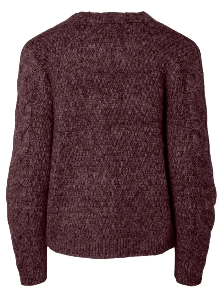 PCNINA LS V-NECK KNIT CARDIGAN NOOS BC tawny port