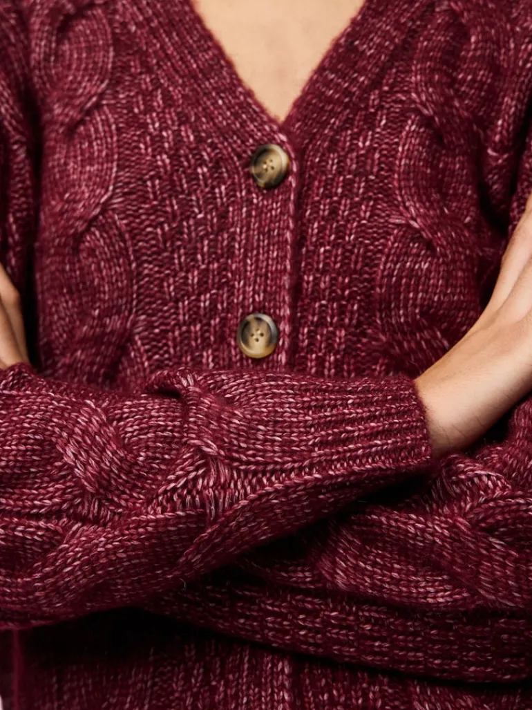 PCNINA LS V-NECK KNIT CARDIGAN NOOS BC tawny port