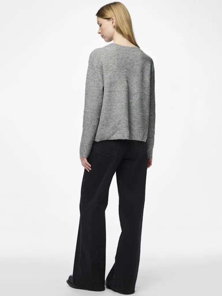 PCSILLY LS REV TIE KNIT NOOS BC medium grey melange