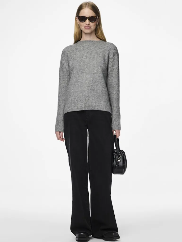 PCSILLY LS REV TIE KNIT NOOS BC medium grey melange