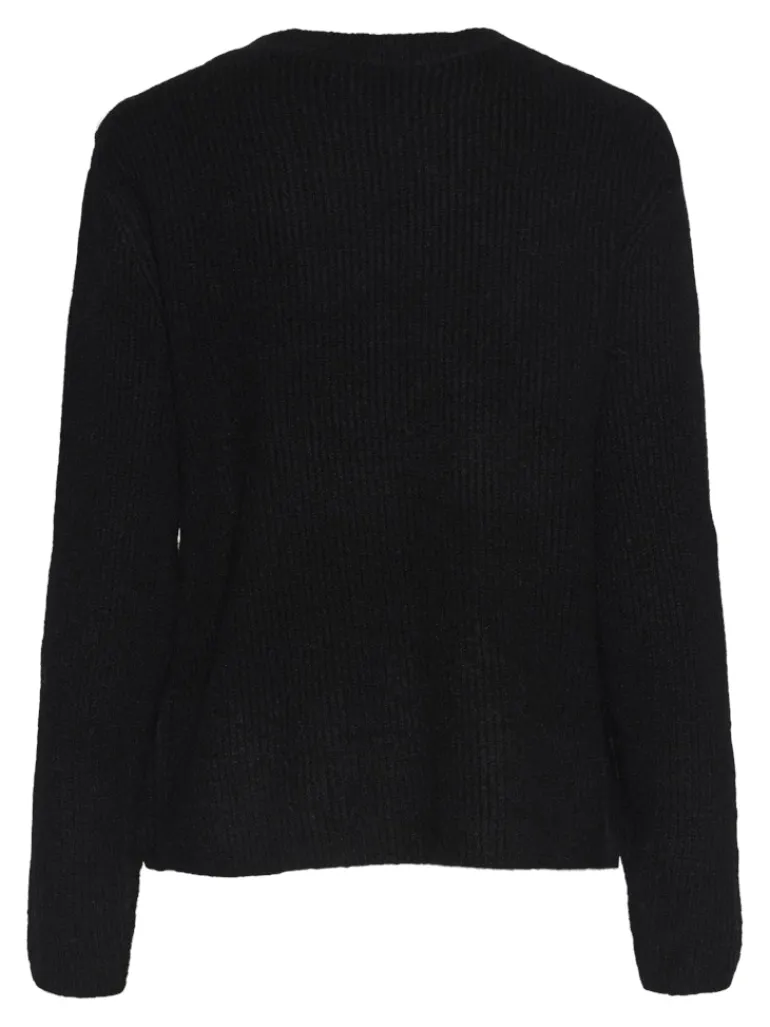 PCSILLY LS REV TIE KNIT NOOS BC black