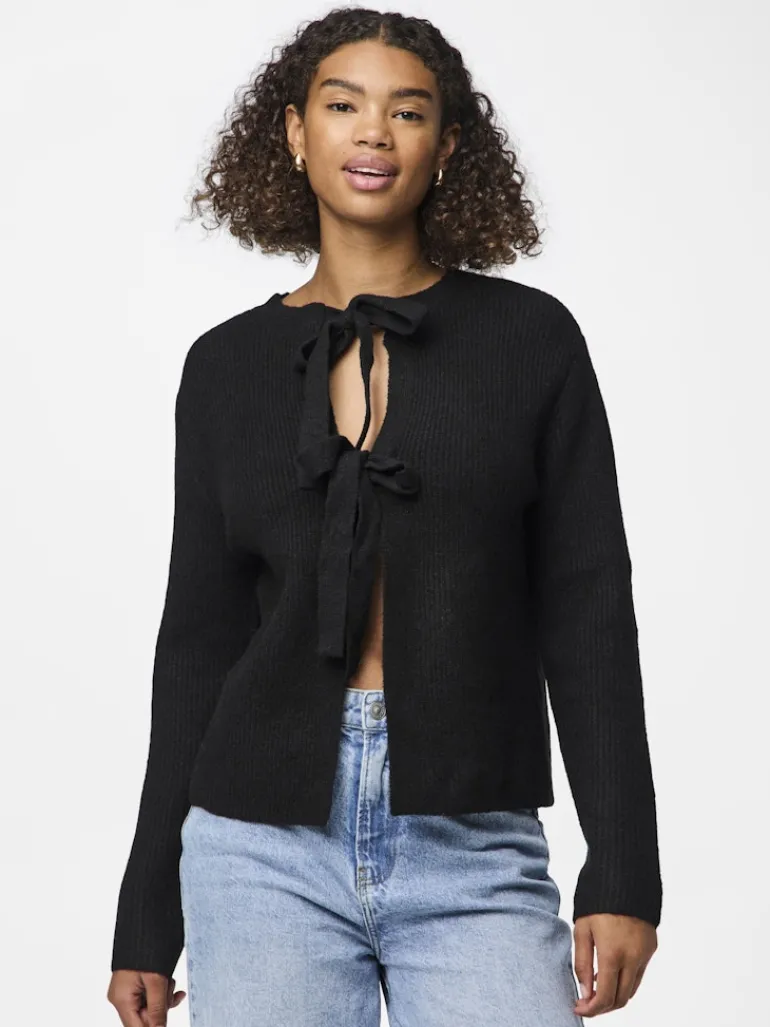 PCSILLY LS REV TIE KNIT NOOS BC black