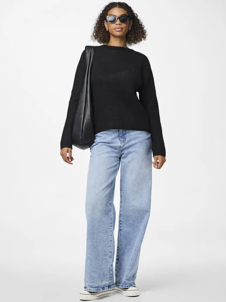 PCSILLY LS REV TIE KNIT NOOS BC black