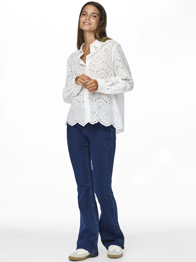 PCVILDE LS SHIRT WVN NOOS bright white