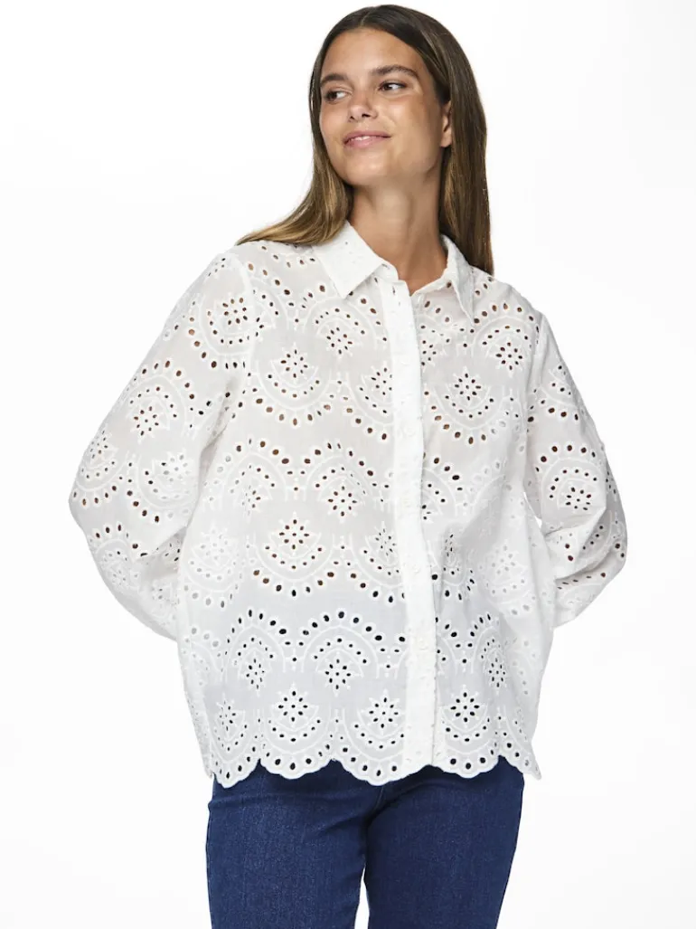 PCVILDE LS SHIRT WVN NOOS bright white