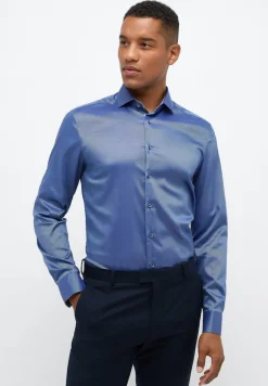 Performance Shirt Natté-Stretch Langarm blau