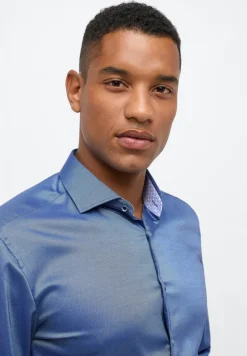 Performance Shirt Natté-Stretch Langarm blau
