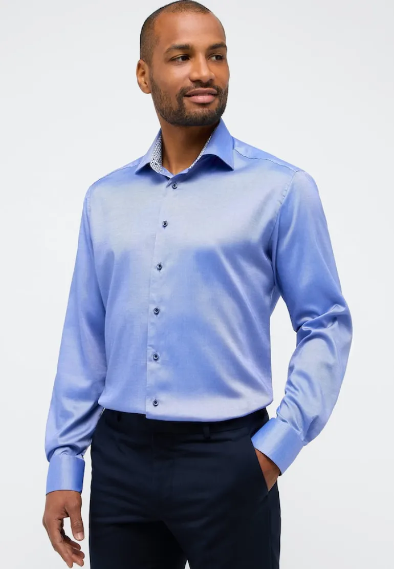 Performance Shirt Natté-Stretch Langarm royal blau