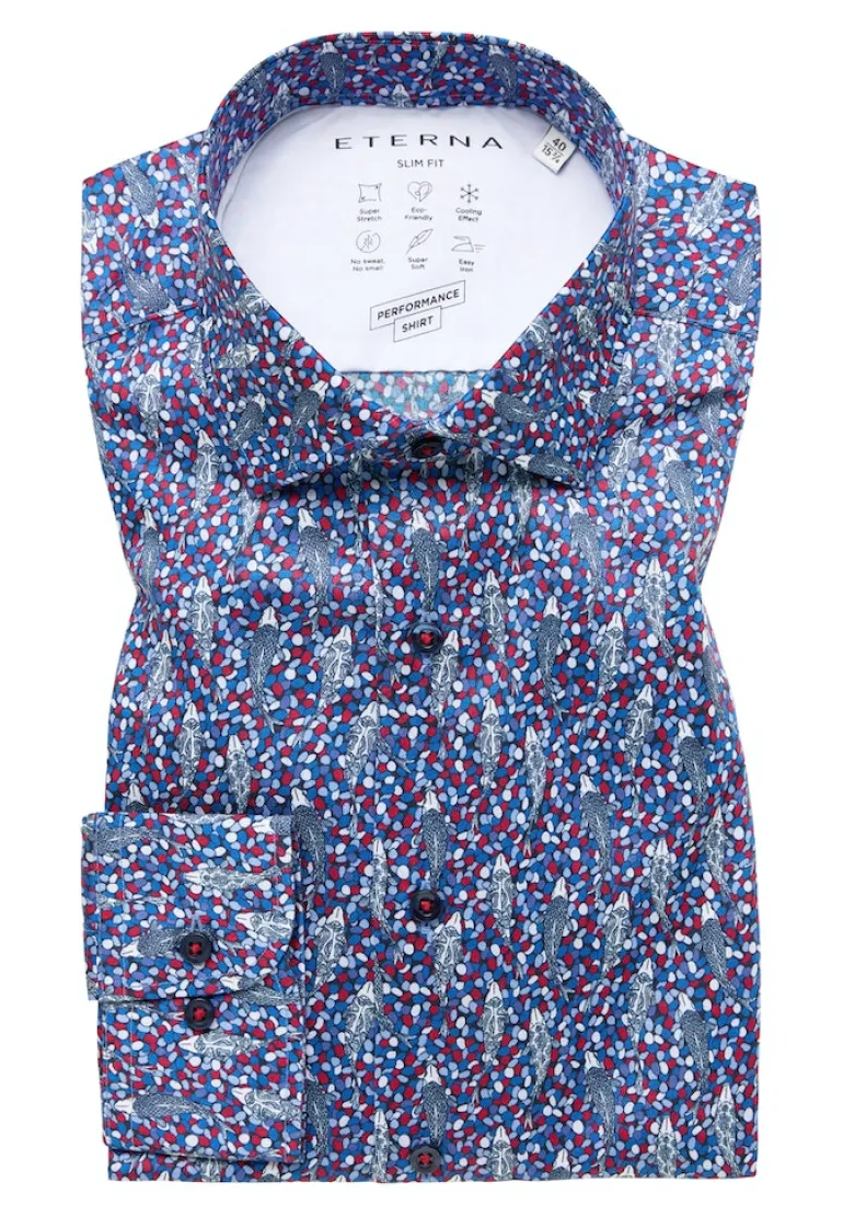 Performance Shirt Stretch Langarm blau