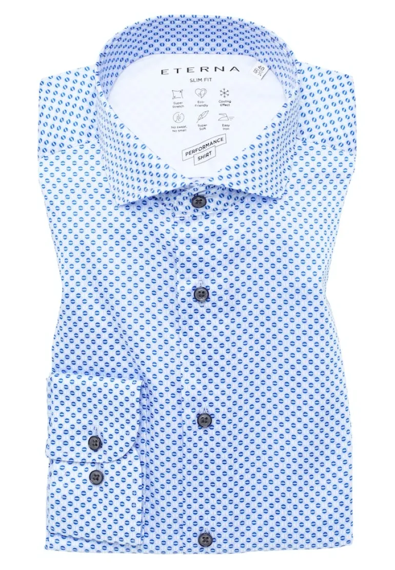 Performance Shirt Stretch Langarm blau