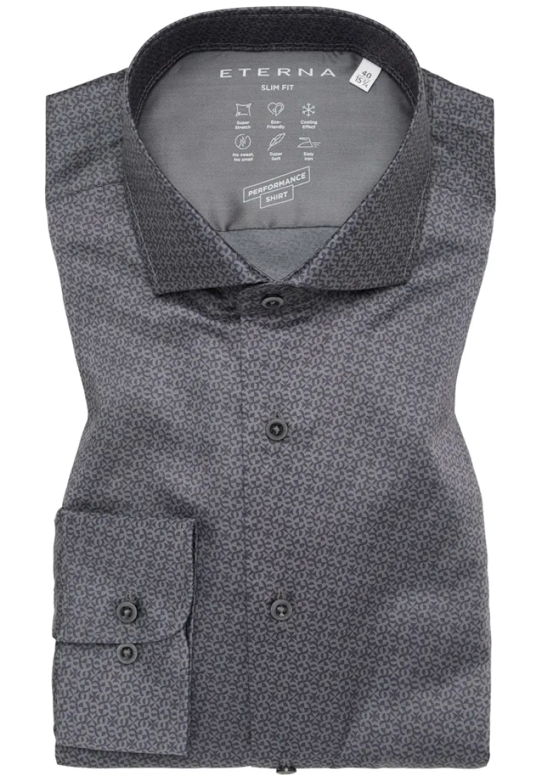 Performance Shirt Twill Langarm grau