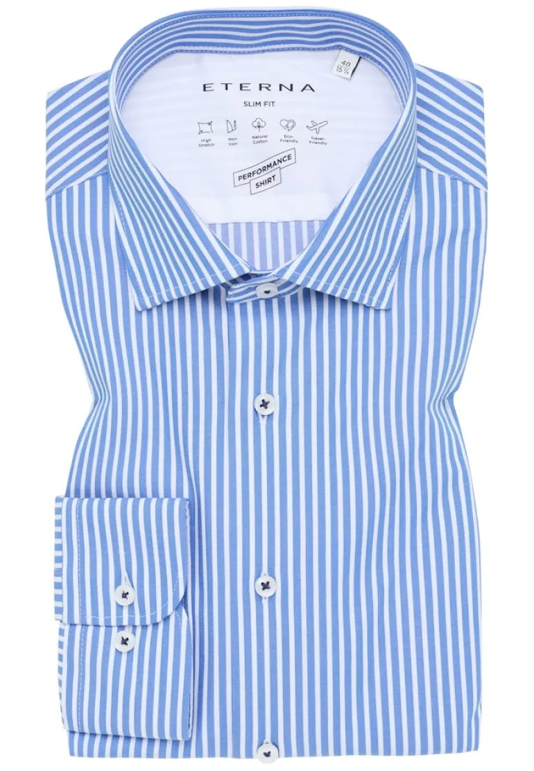Performance Shirt Twill Langarm mittelblau