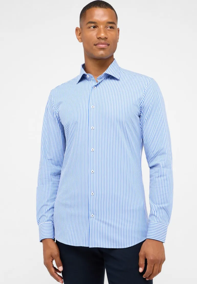 Performance Shirt Twill Langarm mittelblau