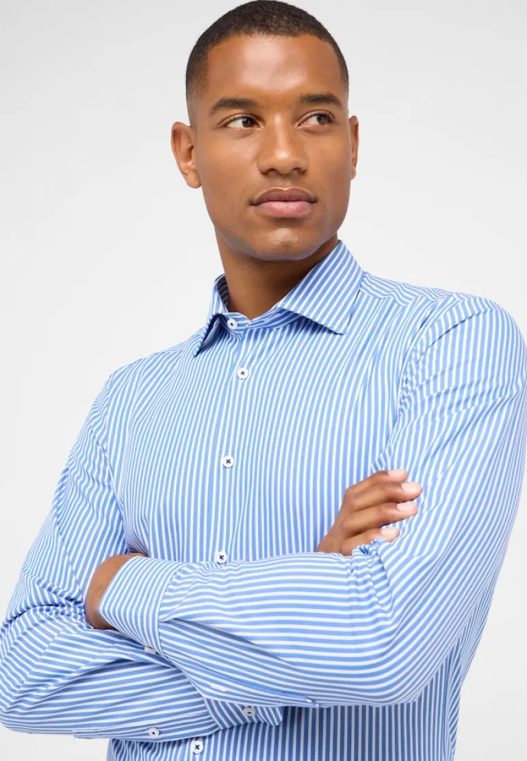 Performance Shirt Twill Langarm mittelblau