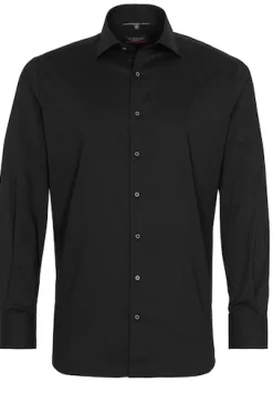 Performance Shirt Twill-Stretch Langarm schwarz