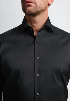 Performance Shirt Twill-Stretch Langarm schwarz