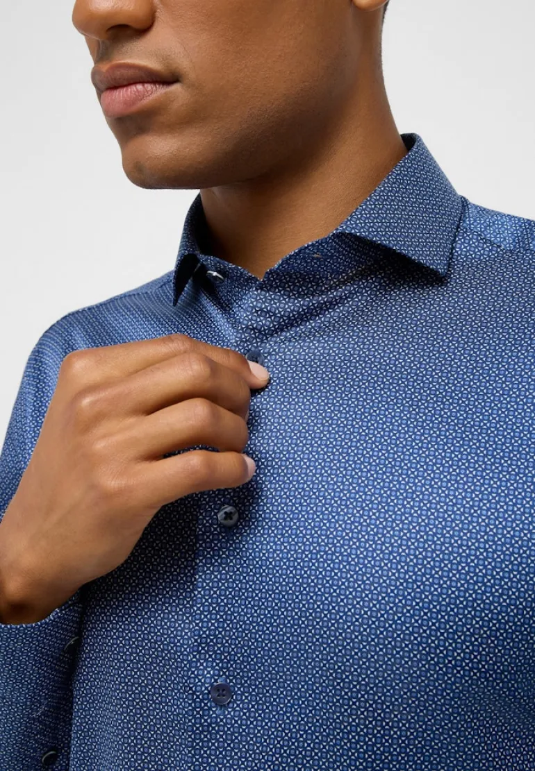 Performance Shirt Twill-Stretch Langarm blau