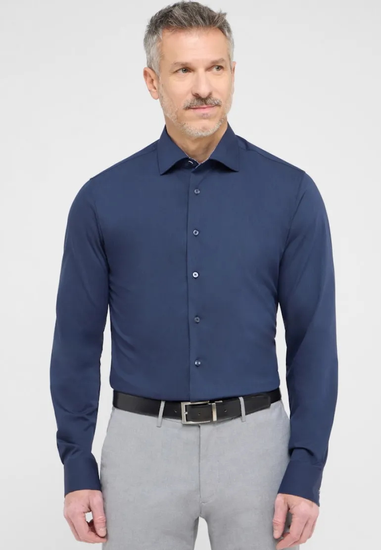 Performance Shirt Twill-Stretch Langarm navy