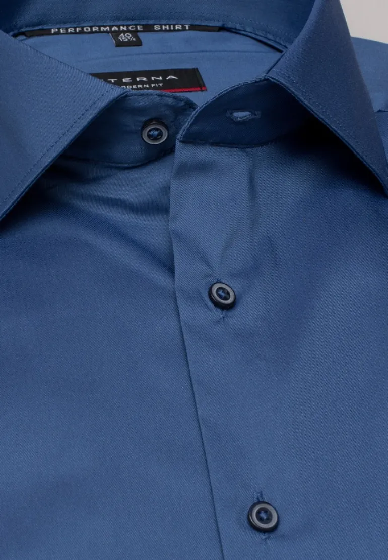 Performance Shirt Twill-Stretch Langarm blau1