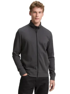 Piqué Sweatjacke mit Stehkragen ash grey