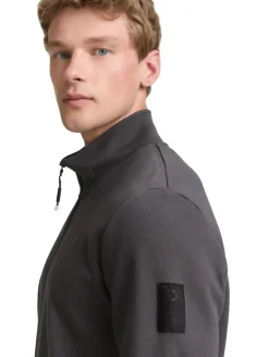 Piqué Sweatjacke mit Stehkragen ash grey