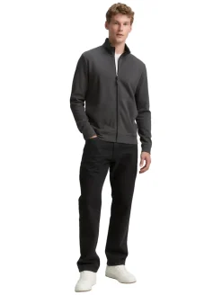 Piqué Sweatjacke mit Stehkragen ash grey