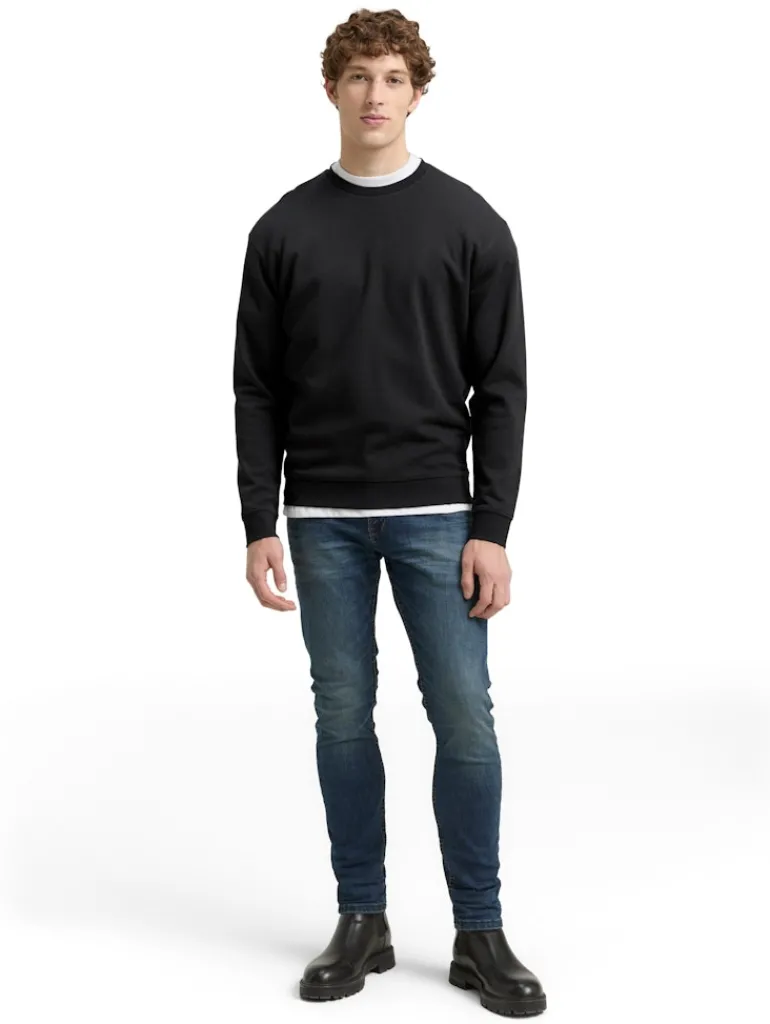 Piqué Sweatshirt night watch black