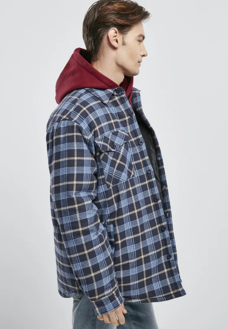Plaid Quilted Shirt Jacket lightblue darkblue