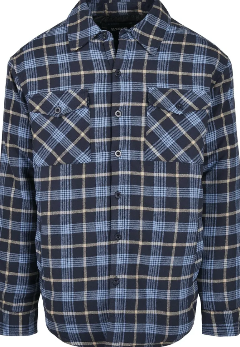 Plaid Quilted Shirt Jacket lightblue darkblue