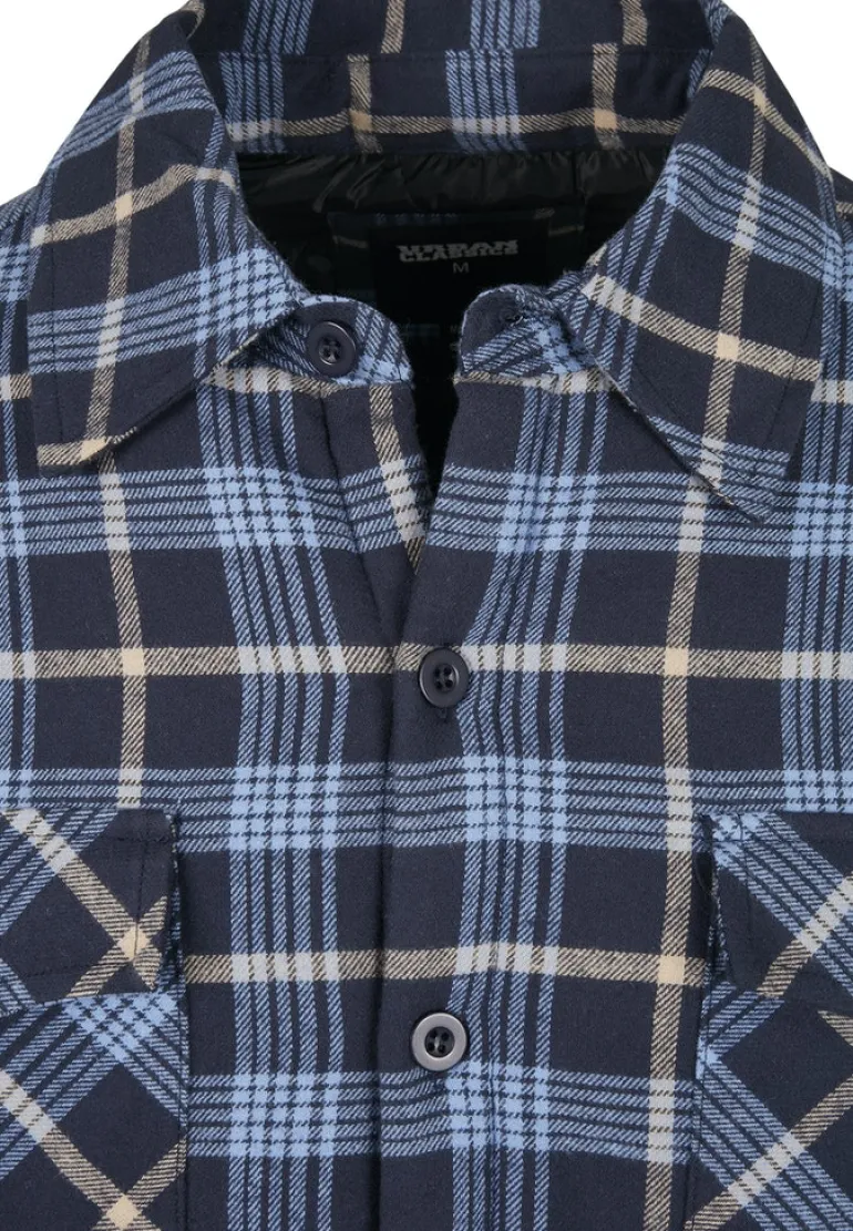 Plaid Quilted Shirt Jacket lightblue darkblue