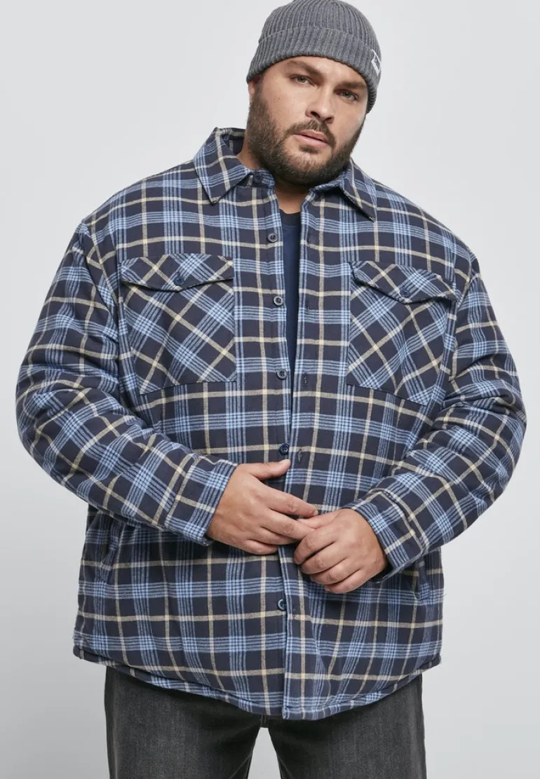 Plaid Quilted Shirt Jacket lightblue darkblue