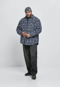 Plaid Quilted Shirt Jacket lightblue darkblue