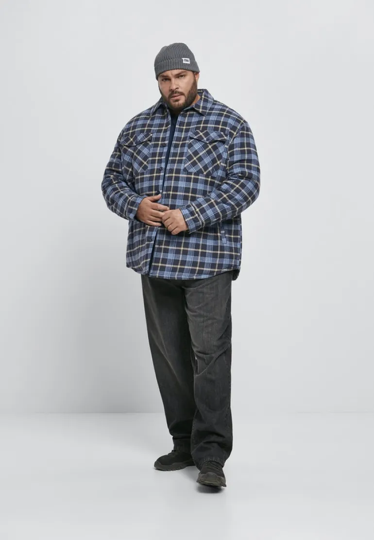 Plaid Quilted Shirt Jacket lightblue darkblue