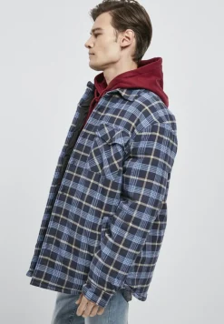 Plaid Quilted Shirt Jacket lightblue darkblue