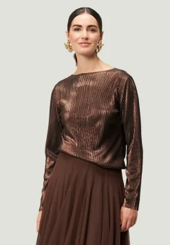 Plissee-Shirt strukturiert brownbrown