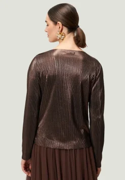 Plissee-Shirt strukturiert brownbrown