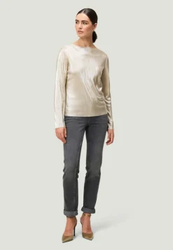 Plissee-Shirt strukturiert naturegold