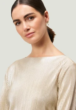 Plissee-Shirt strukturiert naturegold